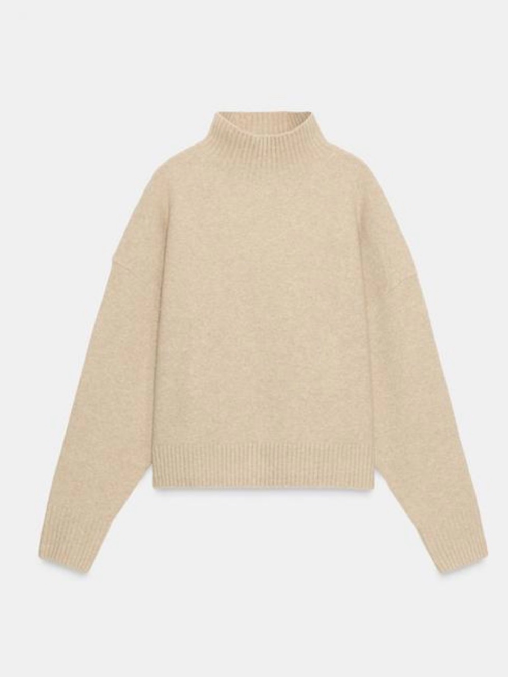 NWT Zara Soft High Neck Knit Sweater Beige XL